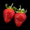 Intense Color Saturation: Striking Symmetrical Arrangement Of Two Strawberries