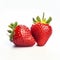 Intense Color Saturation: Two Strawberries On White Background