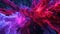 The intense energy of neon red and purple particles colliding and exploding creating a mesmerizing display of abstract