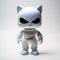 Intense Expressions: White Vinyl Cat Figure In Graphic Comic Book Style