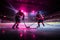 Intense Face-off: Vibrant Hockey Teams Clash on Ice