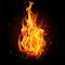 Intense Fire Flames Isolated on Black Background. Generative ai