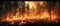 Intense forest fire engulfs trees in a blaze, danger and natural disaster concept, dramatic landscape. AI