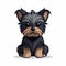 Intense Gaze: Cartoon Yorkshire Terrier Dog Illustration By Ben Wooten