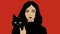 Intense Gaze: A Colorized Illustration Of Jolie By Jean Jullien