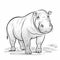 Intense Gaze Hippo Coloring Page In Patrick Brown Style