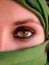 Intense green eyes of arabian girl