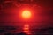 Intense heat Hot red sun sets on the horizon