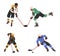 Intense Hockey Players Clash On The Ice, Swift And Skilled, Chasing The Puck With Determination, Vector Illustration