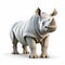 Intense And Humorous 3d Rhino Image On White Background