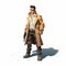 Intense Illustration Of Grayson: A Handsome Figure In A Trench Coat