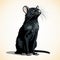 Intense Light And Shadow: Vibrant Vector Illustration Of A Pensive Black Rat