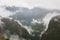 Intense low clouds on the Andes. Inca Trail. Peru. No people.