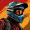 Intense Motocross Game Illustration With Bold Portraits And Expressive Color Fields