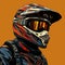 Intense Mountain Biker Portrait In 2d Game Art Style