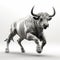 Intense Movement: 3d Render Of Bull On White Background