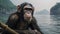 Intense Portraiture: A Chimpanzee\\\'s Gaze In A Boat