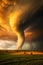 Intense Power Unleashed: Swirling Funnel Cloud in Dramatic Stormy Sky