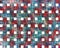 Intense red and blue abstract background with white squares