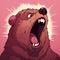 Intense Roaring Bear Concept Art On Pink Background