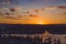 Intense tropical sunset over Surfers Paradise with mountain view