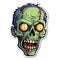 Intense Zombie Head Sticker With Eye-catching Cartoon Style