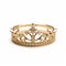 Intensely Detailed Gold Crown Ring With Diamond Accents