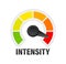 Intensity Level Meter, measuring scale. Intensity Level speedometer indicator. Vector stock illustration