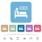 Intensive care flat icons on color rounded square backgrounds