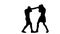 Intensive and intense fight between two boxers. Black silhouette