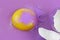 Intensive yellow egg yolk with purple color