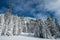 Inter Forest Crater Lake Snowy Mountain Landscape Photograph Oregon Pacific Northwest Mountain Trees