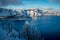 Inter Forest Crater Lake Snowy Mountain Landscape Photograph Oregon Pacific Northwest Mountain Trees