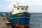 An inter-island cargo ship at kingstown harbor