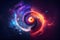 Interacting two spiral galaxies, giant galaxy, generative ai illustration