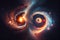 Interacting two spiral galaxies in space, giant galaxy, generative ai illustration