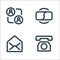 interaction line icons. linear set. quality vector line set such as telephone, open mail, wifi