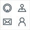 interaction line icons. linear set. quality vector line set such as user profile, email, map pointer