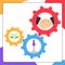 Interaction, new startup. Three gears are spinning among themselves. Vector illustration.