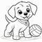 Interactive Coloring Page: 3D Puppy\\\'s Playful Adventure