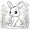 Interactive Coloring Page: 3D Rabbit\\\'s Playful Adventure