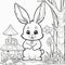 Interactive Coloring Page: Kids\\\' Imaginative 3D Rabbit Art