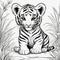 Interactive Coloring Page: Kids\\\' Imaginative 3D Tiger Cub Art