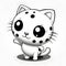 Interactive Coloring Page: Kitty\\\'s Playful Ball Game in 3D