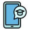 Interactive learning tablet icon, outline style