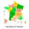 Interactive map of metropolitans French regions with 5 overseas regions