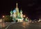 Intercession Cathedral in night. Moscow, Russia