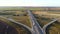 Interchange highway road network. Aerial landscape road crossing.