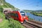 Intercity train near the river Moselle in Germany