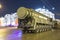 Intercontinental ballistic missile Topol-M. Rehearsal of military parade (at night), Moscow, Russia (on May 04, 2015)